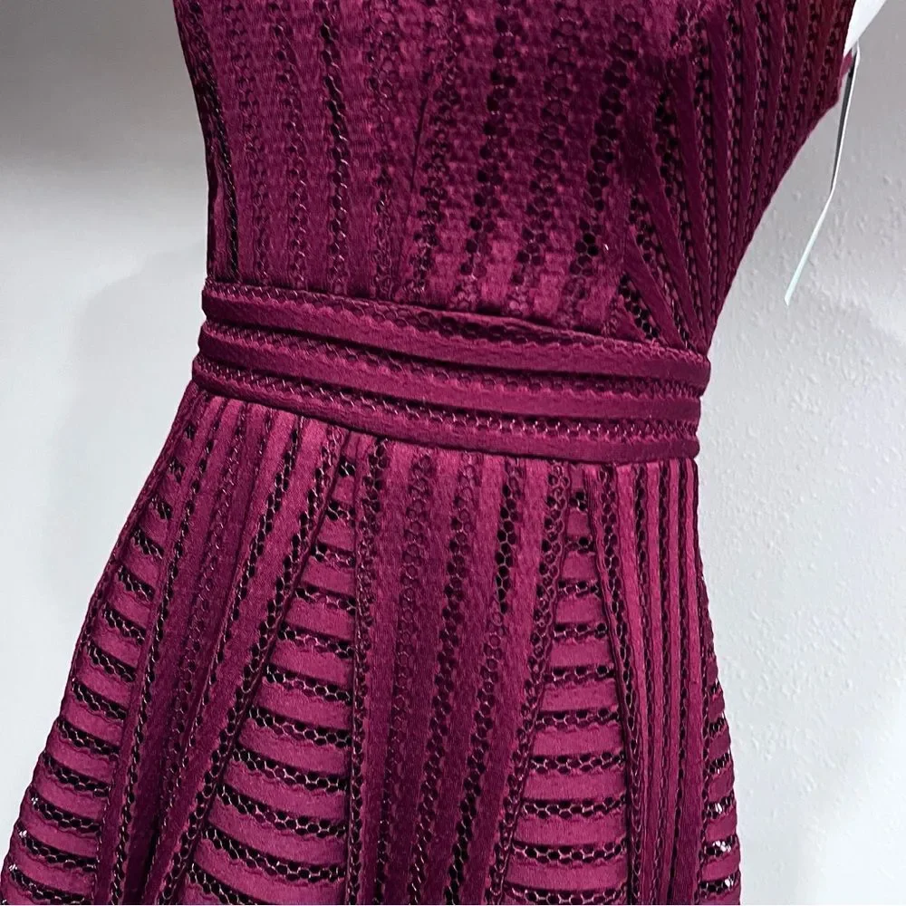She + Sky Plum Textured Fit-and-Flare Mini Dress